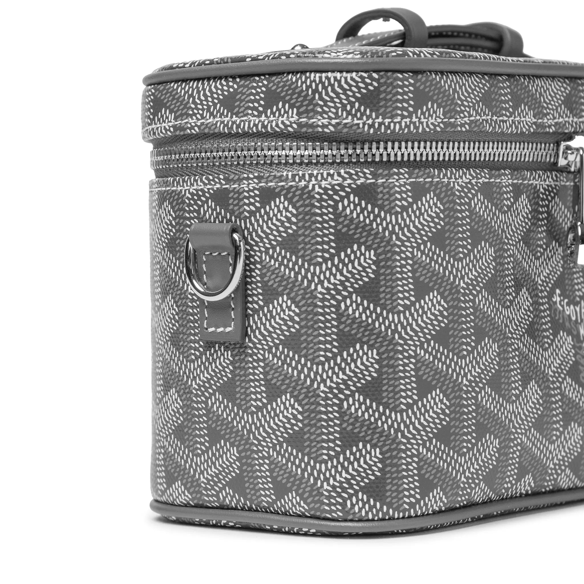Side View of Goyard Muse Mini Grey Vanity Bag MUSEVAMINTY51CL51P